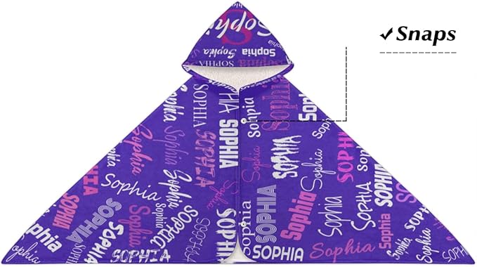 Personalized Hooded Bath Towel Wrap - Large Hooded Kids Towel Toddler Shower Pool Beach Towel Soft Plush Absorbent Quick Dry Towel, 24x50in, Dark Orchid Purple Color