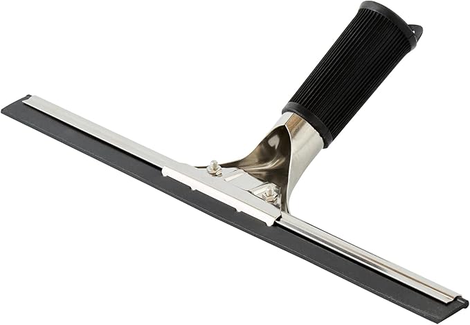 Restaurantware-Clean Tek Professional 11.81 Inch Window Squeegee, 1 Cleaning Squeegee with Rubber Blade - No-Slip Handle, Clean Mirror Or Car Windshield, Stainless Steel Wiper for Glass Door
