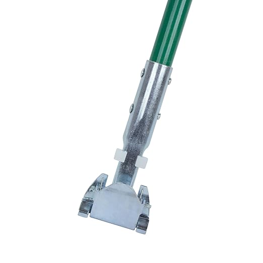 SPARTA 60" Fiberglass Dust Mop Replacement Handle with Clip-On Jaw Clamp Connector, Sliding Locking Collar, Commercial Floor Cleaning, Green (Pack of 12)