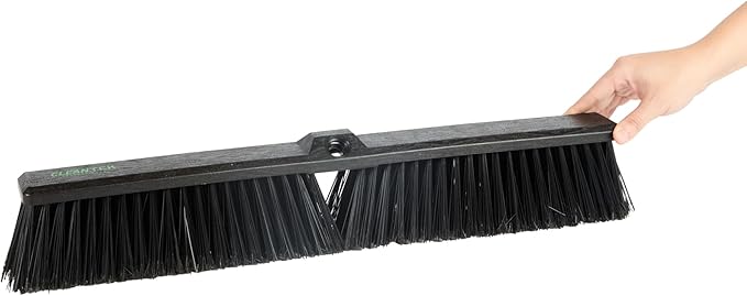 Restaurantware-BROOM HEAD ONLY: Clean Tek Professional 23.62-Inch Push Broom Head, 1 Heavy-Duty Cleaning Tool - Handle Sold Separately, Fine Flagged Bristles, Black Plastic, Outdoor Use