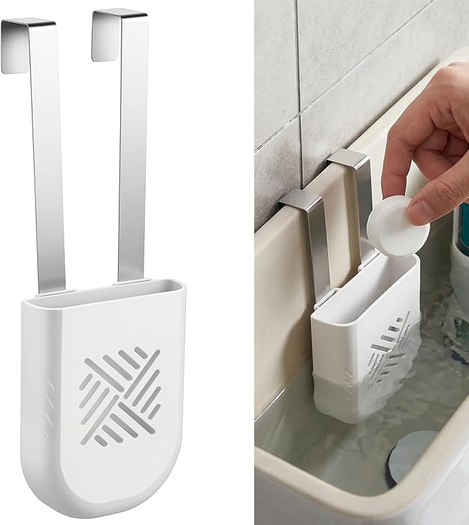 Bremorou Toilet Tank Cleaning Tablet Holder Bowl Cleaner Tablets Holder Hanging Toilets Cleaner Caddy Tablet Bracket White