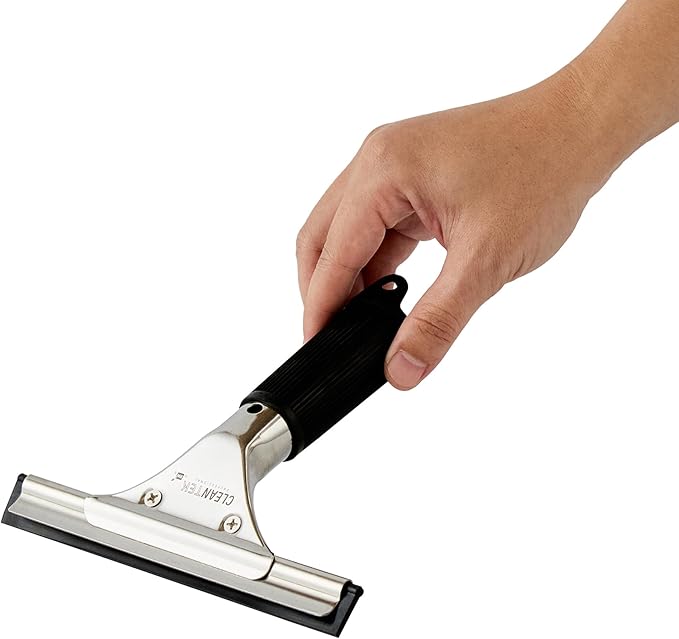 Restaurantware-Clean Tek Professional 5.91 Inch Window Squeegee, 1 Cleaning Squeegee with Rubber Blade - No-Slip Handle, Clean Mirror Or Car Windshield, Stainless Steel Wiper for Glass Door