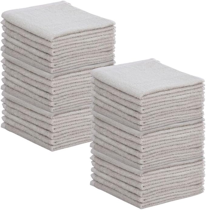Superio Cotton Terry Washcloths Grey Towels 100% Cotton Cleaning Cloth 16" Rags Wash Clothes for Body and Face, Spa Towels, Multi Purpose (36, 16"x16")