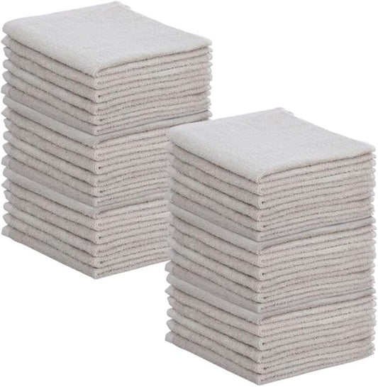 Superio Cotton Terry Washcloths Grey Towels 100% Cotton Cleaning Cloth 16" Rags Wash Clothes for Body and Face, Spa Towels, Multi Purpose (36, 16"x16")