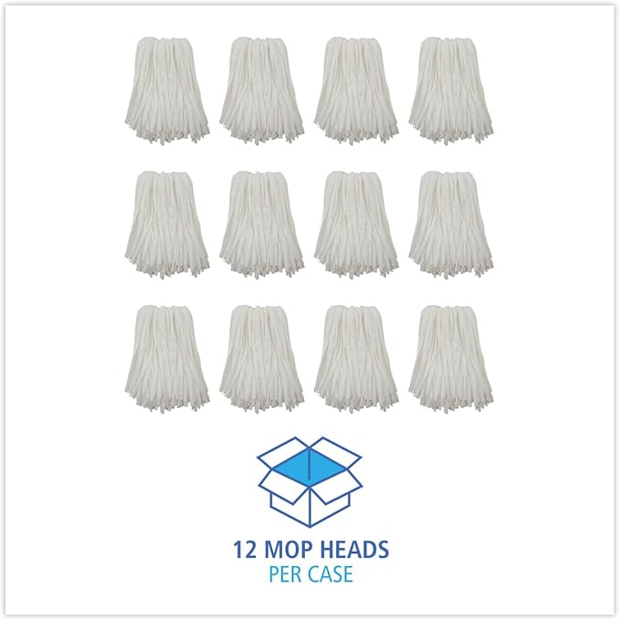 Boardwalk Nonwoven Cut End Edge Mop, Rayon/Polyester, #24, White, 12/Carton
