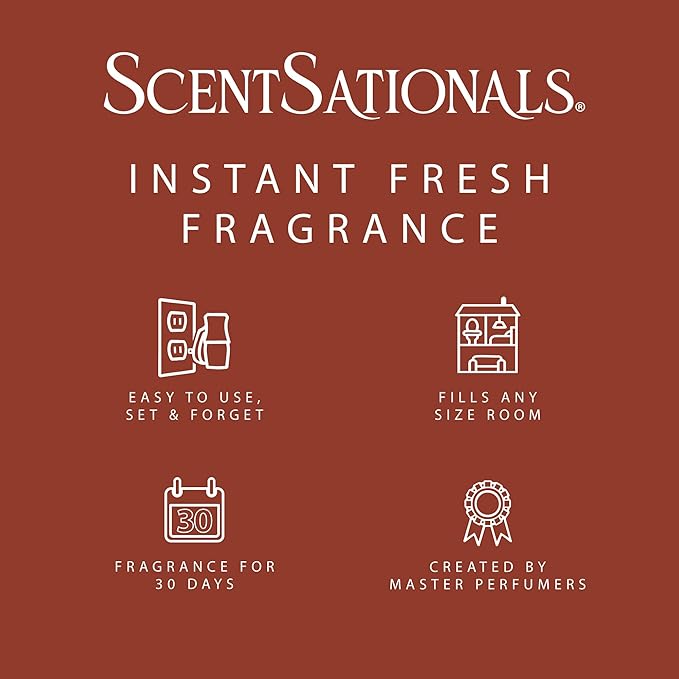 ScentSationals Warm Apple Pie Fragrance Oil Plug In Air Freshener Refills 3-Pack - Works with Scentsationals Wall Plugs, Long-Lasting Home Fragrance, 0.8 fl oz Each, Packaging May Vary