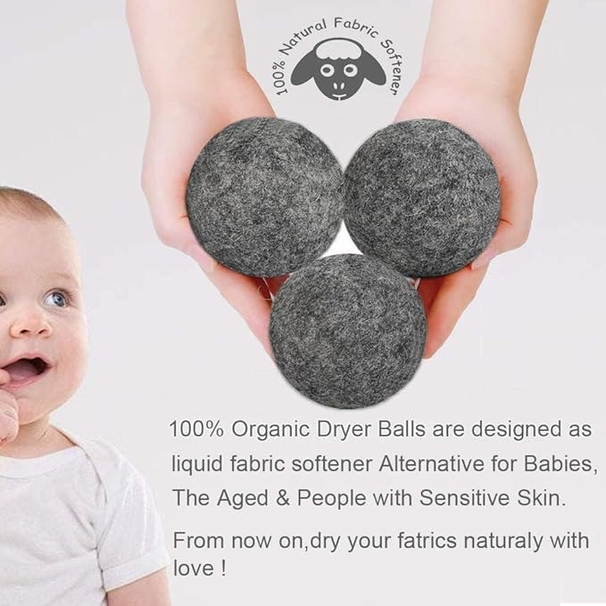 Budieggs Wool Dryer Balls Organic XL 6-Pack | 100% New Zealand Wool, Chemical-Free Natural Fabric Softener | Baby Safe, Hypoallergenic, Reduces Static & Drying Time | Lasts 1000+ Loads