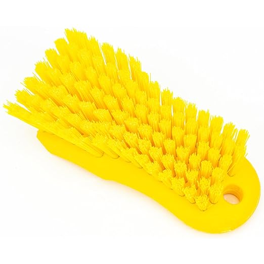 SPARTA Plastic Cutting Board Scrub Brush with Hanging Hole for Washing Cutting Boards, 6 Inches, Yellow, (Pack of 6)