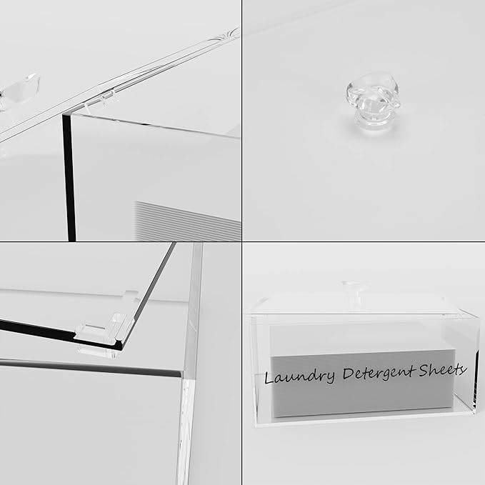 Acrylic Laundry Detergent Sheets Dispenser with Lid, Laundry Detergent Sheets, Storage Box for Laundry Laundry Storage Containers and Decor