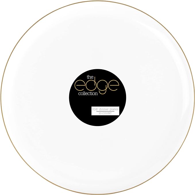[30 Pack 10.7''] White Plastic Party Plates With Gold Rim Edge Collection Premium heavyweight Elegant Disposable Tableware Dishes