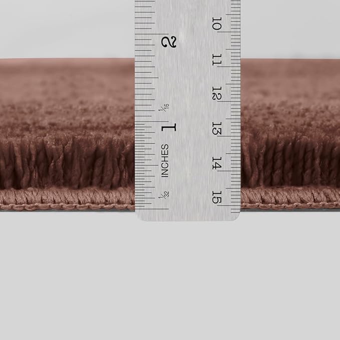 Bath Rugs Set 3 Pieces Bathroom Mat Soft Absorbent Plush Shaggy Soft Floor Non Slip Shower Bath Tub Machine Washable (Cocoa-Leaf, 20"x32"/20"x20"/17"x24")