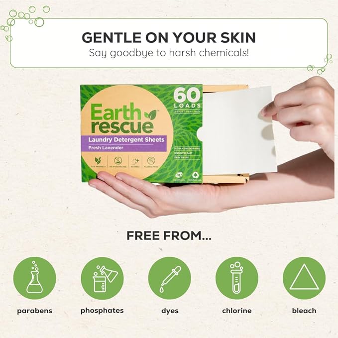 Laundry Detergent Sheets - Up To 60 Loads (30 Sheets) - Ultra Concentrated Liquidless Dry Laundry Detergent, Ideal For Sensitive Skin, Eco Friendly, Plastic Free - Fresh Lavender