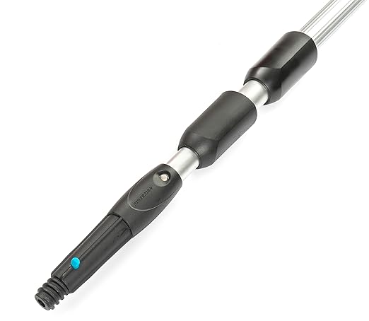 Carlisle FoodService Products Telescoping Aluminum Handle, 30' Extension Pole 4-Sections, European Tapered, Standard Thread with Locking Joints for Window Washing, Adjusts from 54" to 30'