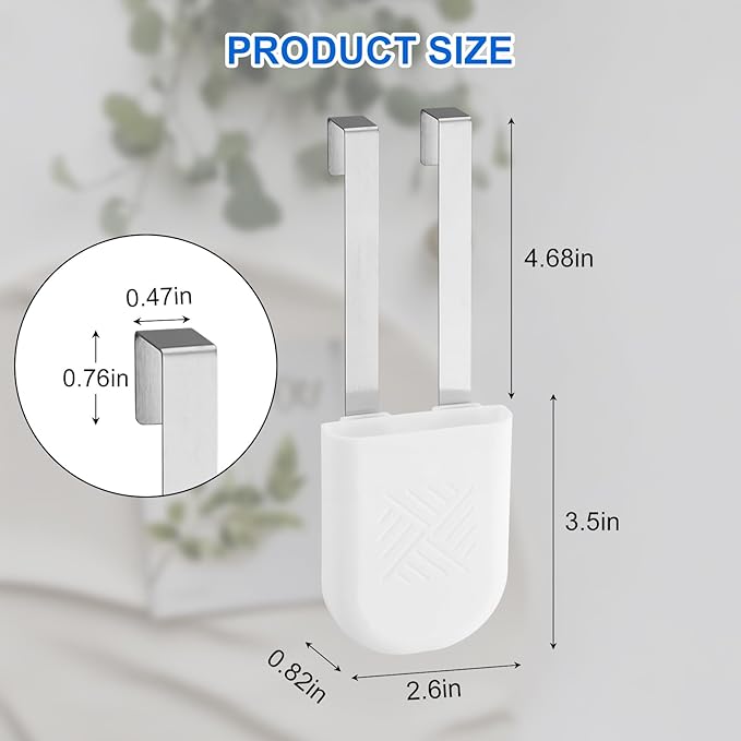 4 Pack Toilet Bowl Cleaner Holder, Hanging Toilet Tank Caddy with Dual Stainless Steel Hooks, White Toilet Cleaner Organizer for Cleaning Tablets, Bleach Discs