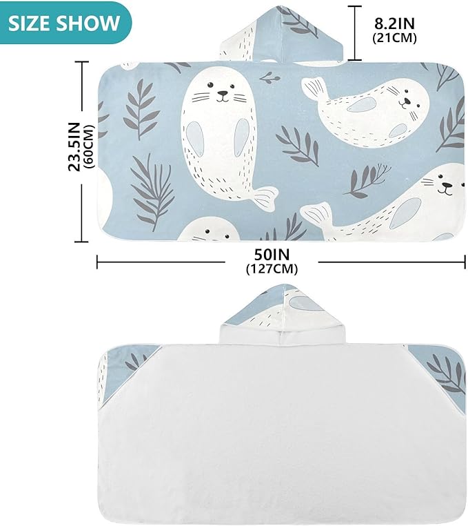 SUABO Kids' Bath Towels Dolphin and Grass Hooded Towels for Boys Girls,Toddler Towels Multi-Purpose for Beach,Pool and Bathroom,23.5" x 50", Soft and Highly Absorbent