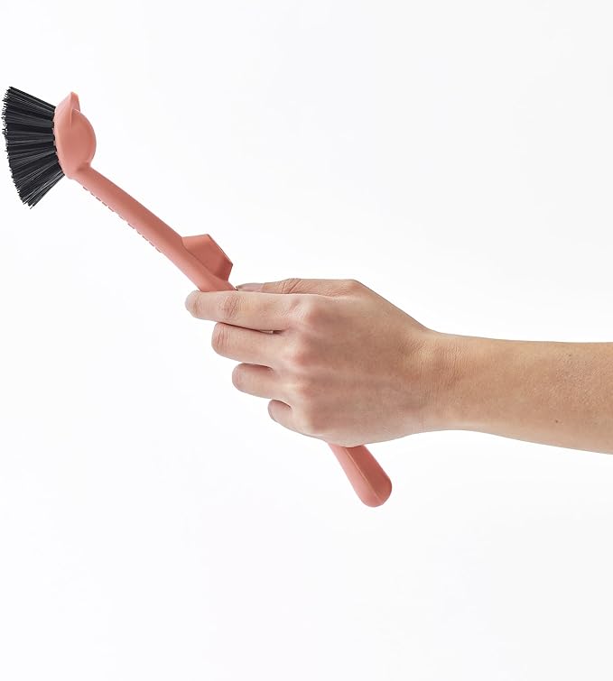 Earth & Mango Magnetic Dish Brush & Scraper, Snaps to Sink, Non-Scratch, Dishwasher Safe, Dish Scrubber – Terracotta Clay