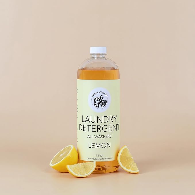 Steve's Cleaners, Lemon Laundry Detergent, Lemon Essential Oil - 100 Loads - Tough On Dirt, Sensitive Skin Safe, All Washers, 1 Liter