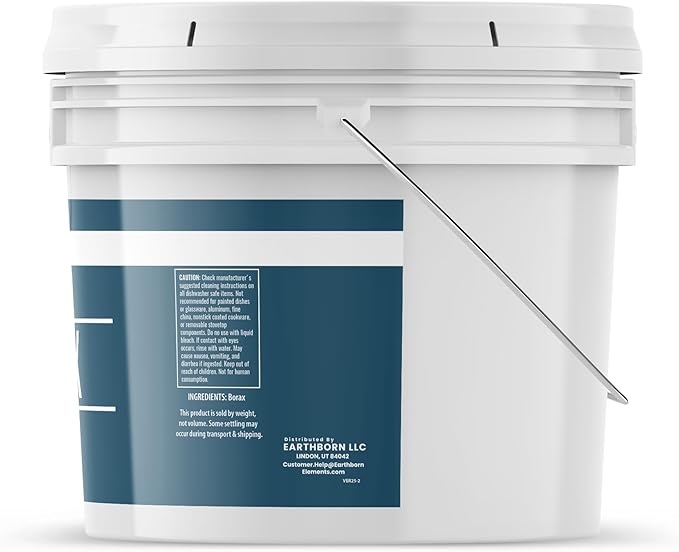 Earthborn Elements Borax Powder (1 Gallon), Multipurpose Cleaner & Detergent Booster, Resealable Bucket (144 Ounce)