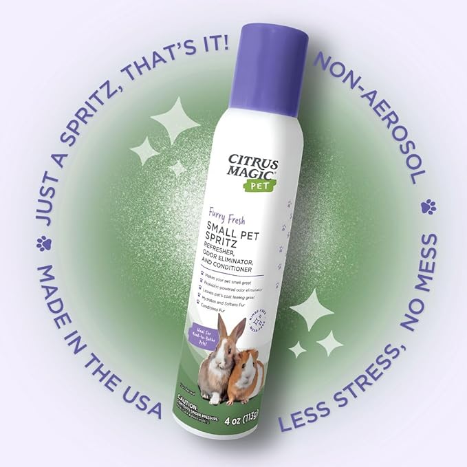 Citrus Magic Pet Small Pet Spritz Refresher, Odor Eliminator, and Conditioner, Furry Fresh, 4-Ounce, Pack of 3