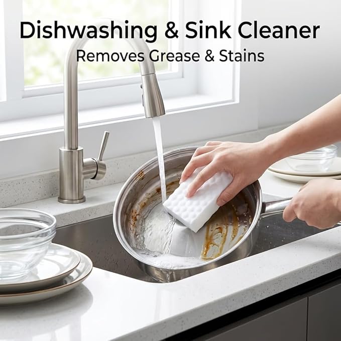 Kaidaa Magic Eraser Cleaning Sponge – Pack of 4 | Chemical-Free Melamine Foam Eraser for Walls, Kitchen, Bathroom, Shoes | Tough on Stains, Gentle on Surfaces