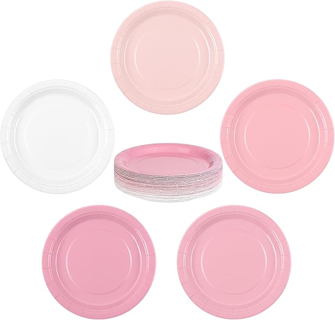 Kochorie 60 Pieces Dusty Pink Disposable Paper Plates 9 Inch Heavy Duty Dinner Plates, Solid Color, Table Decorations Party Supplies for Birthdays, Weddings, Daily Use