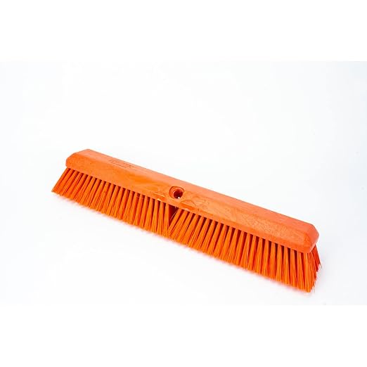 SPARTA Omni Sweep Plastic Push Broom Head, Heavy Duty, Industrial Broom With Color Code System For Outdoor, Indoor, Garage, Concrete, Patio, Kitchen, Bathroom, 18 Inches, Orange