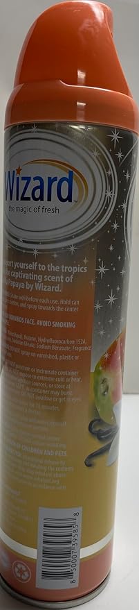 Wizard The Magic of Fresh | Odor Neutralizer & Air Freshener - 10 Oz. Vanilla papaya (Pack of 5) (Packaging May Vary)