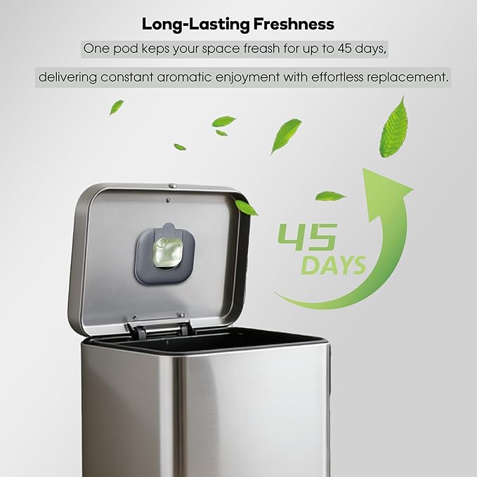 4-Pack Trash Can Odor Eliminator Pod Refills, Compatible with simplehuman Odorsorb Pods, Natural Plant-Based & Fragrance-Free Garbage Can Deodorizer Pods for Odor Control System Starter Kit