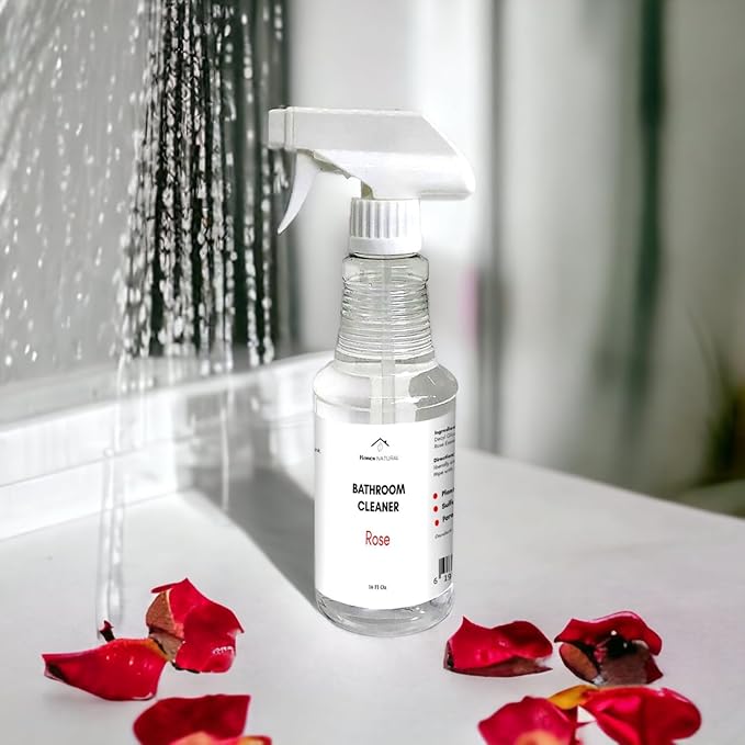 Plant-Based Bathroom Cleaner, Soap Scum Remover, Deodorizing, Multi-Surface (Rose)