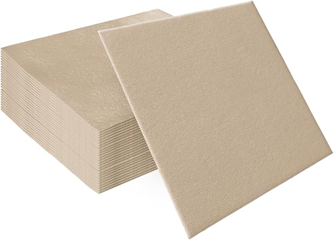 PAW - 50 Pieces Airlaid Paper Linen-Feel Napkins 16" x 16", Monocolor Disposable Cloth-Like Napkins, Elegant Beige Dinner Napkins for Kitchen, Party, Wedding, Gatherings, Christmas