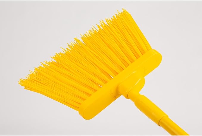 SPARTA 41083EC04 Plastic Color Coded Broom, Unflagged Bristles, Long Broom With Angled Head For Small Debris Cleaning, 56 Inches, Yellow, (Pack of 12)