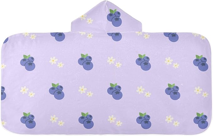 susiyo Kids Hooded Bath Towel Blueberry Beach Towel for Kids 23.5 x 50 Inch Microfiber Soft Absorbent Quick Dry Bath Swim Pool Towel Wrap Poncho Bathrobe with Hood for Kids Toddler