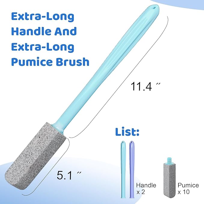 Pumice Stone Toilet Bowl Cleaner with 11.8 Inch Handle, Multi-Surface Cleaning Tool for Bathroom, Pool, Grill (10 Pack)