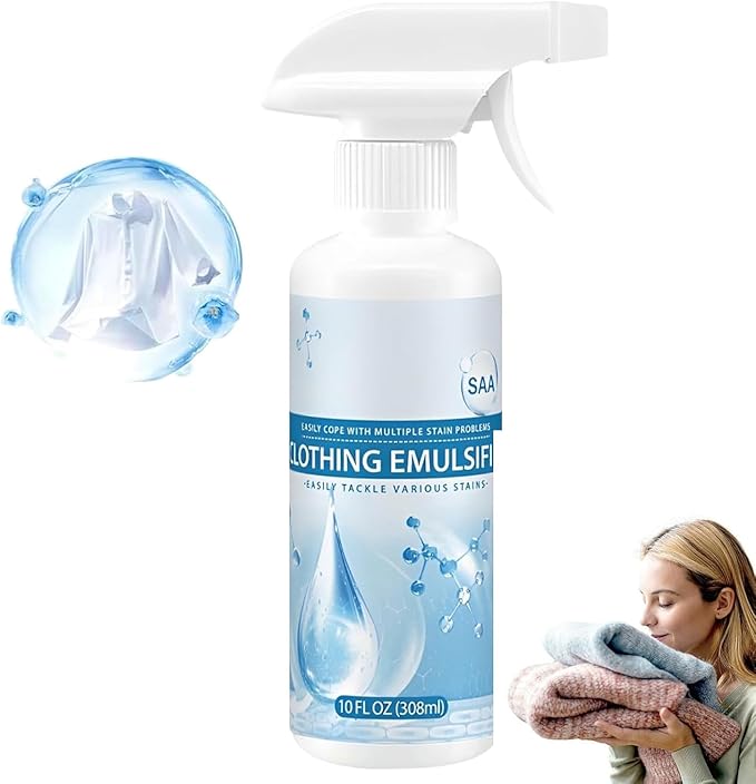 Clothing Emulsifier Stain Remover, Non-Ionic Laundry Pre-Treatment,Portable Solution - Natural Clothing Emulsifier,Easy Application, For Picnic Sports Outdoor Family Home(300ML-10Floz)