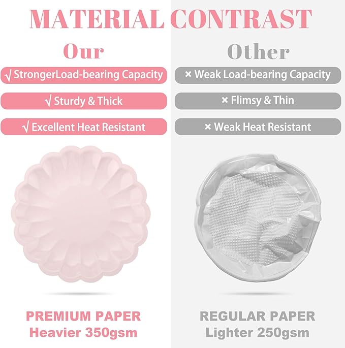 NatNarr 30 Pcs Pink Paper Plates 9.5 In Light Pink Plates Disposable Heavy Duty(350gms) Fancy Plate Scalloped Party Plate with Shell Edge for Wedding Birthday Bridal Shower Girl Baby Shower