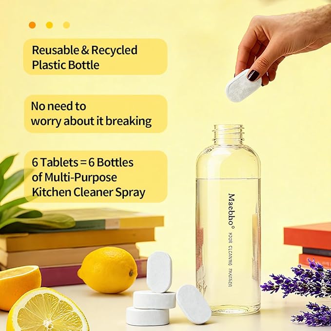 Multi-surface Cleaner, 6-Pack Refill, All-Purpose, Cleaning Supplies Home & Kitchen - Non-toxic & Effective 6 x 10.14 Fl oz Bottles