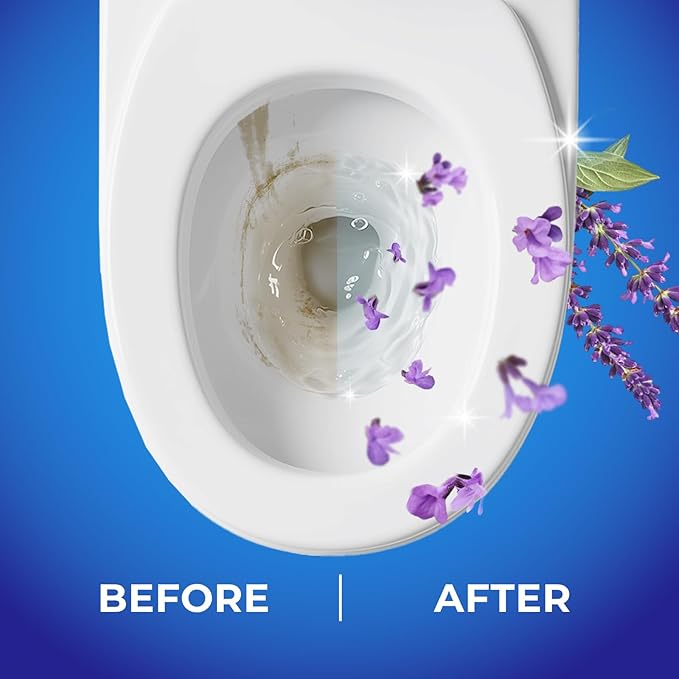 Toilet Bowl Cleaner Rim Hanger, 6 Count Automatic Bowl Toilet Cleaner, Cleans and Freshens Toilet Bowl, 7 Month (Lavender)