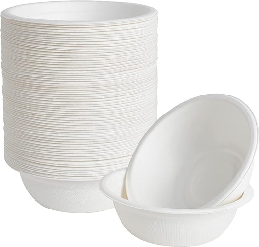 ECOLipak 16 oz Paper Bowls, [150-Pack] Compostable Paper Bowls Bulk, Heavy-duty Disposable Bowls for Hot And Cold Food