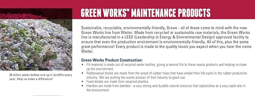 Weiler 42355 24" Green Works Sweep, Fine Grey Fill with Rubberwood Block