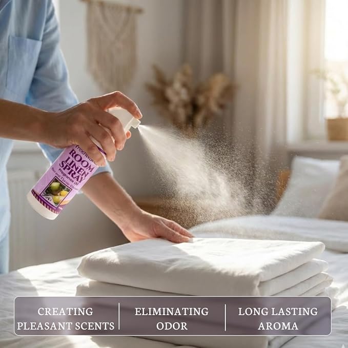 Freshwaves Room & Linen Spray | Pear & Thyme Citronella Fragrance Oil | 8.8oz Air Freshener | Odor Eliminator | Room Spray for Living Room | Bedroom | Restroom & Office | White Trigger Bottle