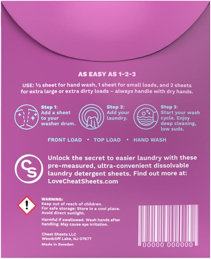 Cheat Sheets Laundry Detergent Sheets Gentle Travel Packs Sea Spray - 10 Sheets (10 Loads) - Travel Friendly - Liquidless and Powderless - Eco-Friendly - Formulated For Lingerie and Wool