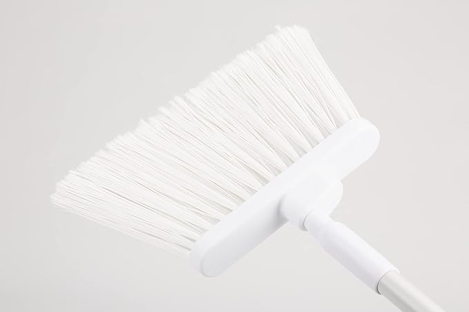 SPARTA 41082EC02 Plastic Color Coded Broom, Flagged Bristles, Long Broom With Angled Head For Large Debris, 56 Inches, White