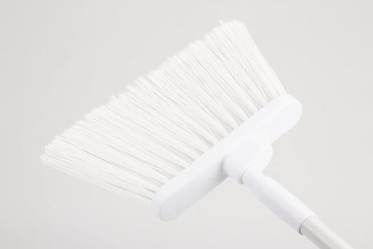 SPARTA 41082EC02 Plastic Color Coded Broom, Flagged Bristles, Long Broom With Angled Head For Large Debris, 56 Inches, White