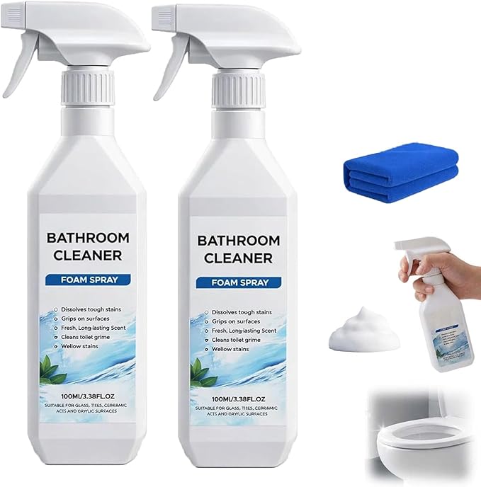 Scale Remover Bathroom Cleaner, Bathroom Descaler Foam Cleaner Spray, Stubborn Stains, Bathroom Cleaner Foam Spray for Shower, Tiles, Glass, Stainless, Steel, Natural Stone (1)