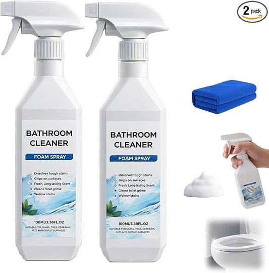 Scale Remover Bathroom Cleaner, Bathroom Descaler Foam Cleaner Spray, Stubborn Stains, Bathroom Cleaner Foam Spray for Shower, Tiles, Glass, Stainless, Steel, Natural Stone (2)