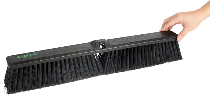 Restaurantware-BROOM HEAD ONLY: Clean Tek Professional 23.62-Inch Push Broom Head, 1 Heavy-Duty Cleaning Tool - Handle Sold Separately, Fine Flagged Bristles, Black Plastic, Outdoor Use