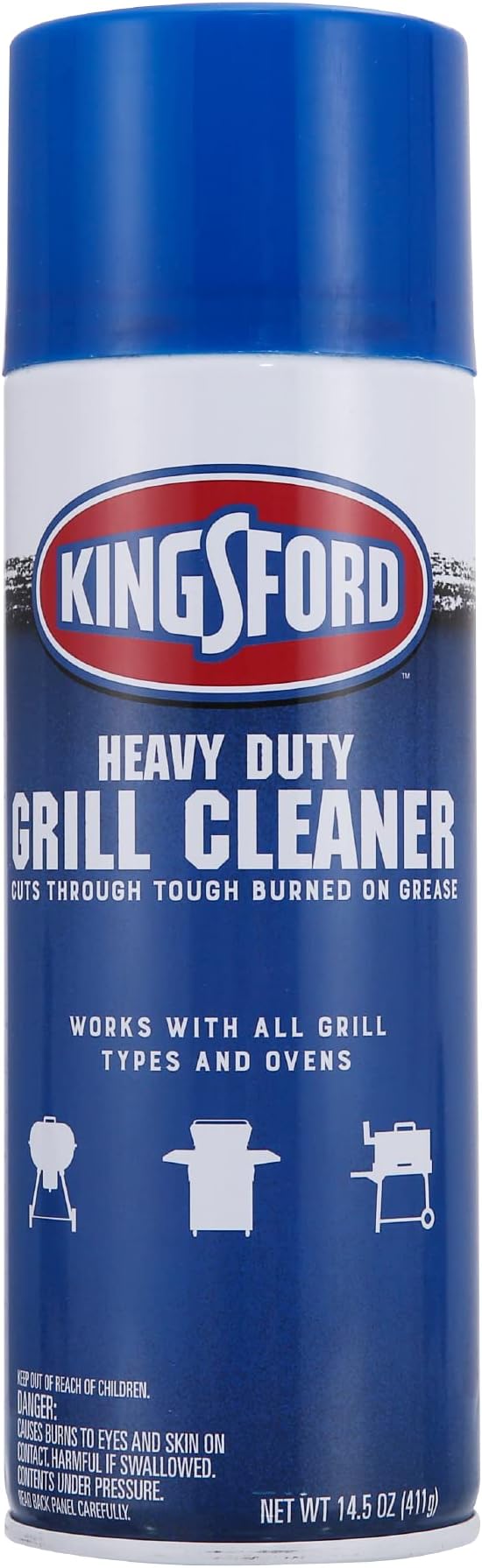 Kingsford Heavy Duty Foaming Grill Cleaner Spray, BBQ Degreaser for Charcoal & Gas Grills, Cuts Grease, Burnt-On Food & Grime, Easy Spray-On Foam for Grill Grates & Surfaces, Aerosol Can, 14.5 Oz