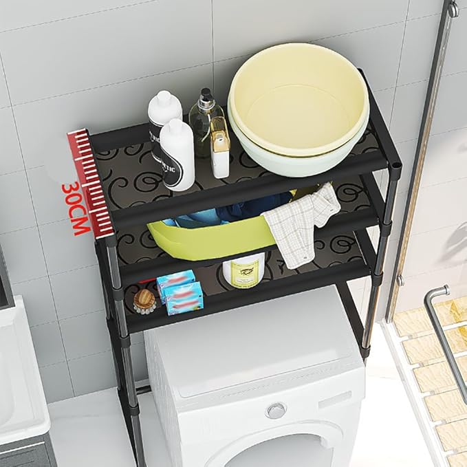 3-Tier Over the Toilet Storage, Metal Bathroom Shelve, Over Toilet Bathroom Organizer Storage Rack, Space Saver Freestanding Shelf for Restroom Laundry Balcony Room