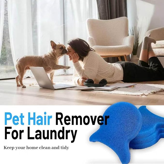 6 PCS Pet Hair Remover for Laundry- Effectively Removes Fur, Lint & Dander - Reusable, Eco- Friendly Laundry Pet Hair Catcher - Gentle Washing (Blue)