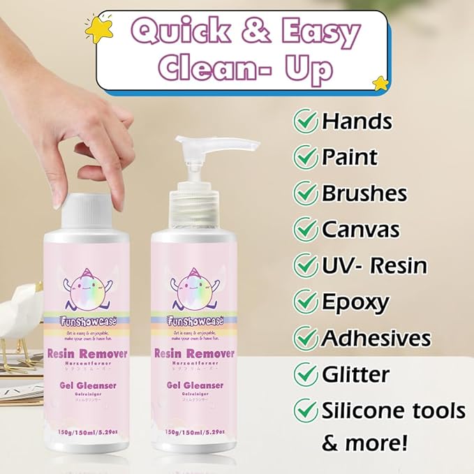 FUNSHOWCASE Resin Cleaner Epoxy Remover with Refill Set 10oz 300ml